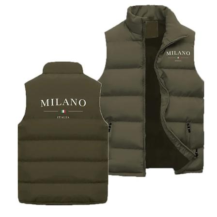 Oudoor Herrarnas Lyxig Varm Vindtät Sportdunjacka Milano-Tryck Vattentät Vandringsväst Army Green 01 Size L