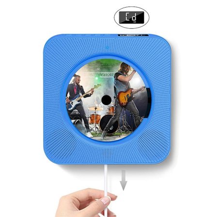 CD-soitin, Bluetooth-riippuva, kotitalouksien vetokytkin, englanninkielinen kannettava CD-soitin kotiin, kouluun, sininen