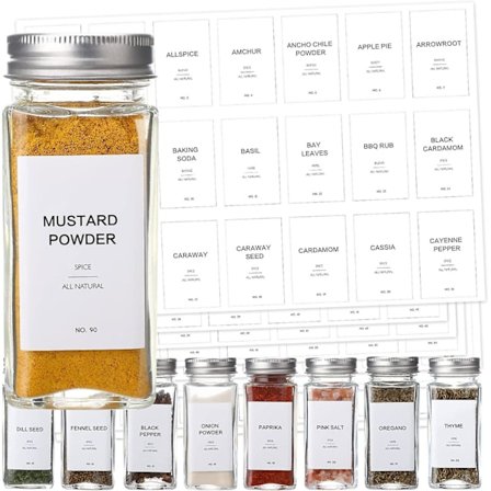 258 Vattentäta Kryddburks Etiketter, Förtryckta Krydddekaler, Minimalistiska Kökskryddor/Kryddburks Etiketter, Rektangulära (Burkar Ingår Inte)