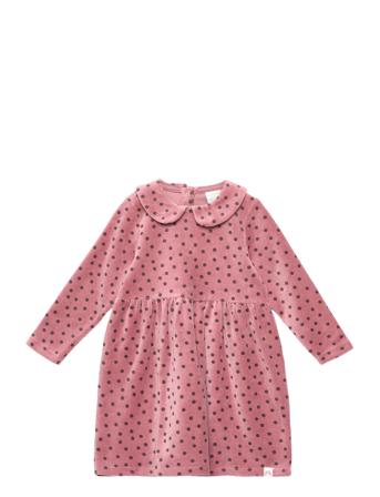 Dress Velour Dots Dresses & Skirts Dresses Casual Dresses Long-sleeved Casual Dresses Vaaleanpunainen Lindex