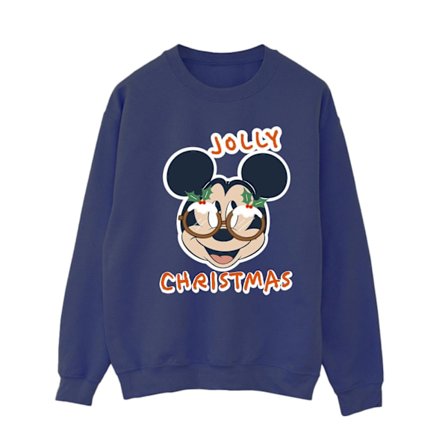 Disney Womens/Ladies Mickey Mouse Jolly Christmas Glasses Sweatshirt