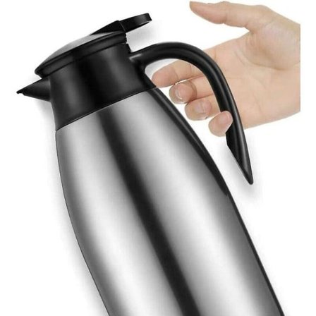 Isolert kanne Kaffekaraffel i rustfritt stål Dobbeltveggisolert kaffe- og tekanne 2l termos C White, XL
