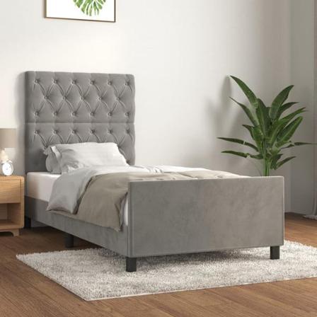 Vidaxl Sängram Med Huvudgavel Ljusgrå 80x200 Cm Sammet Grå