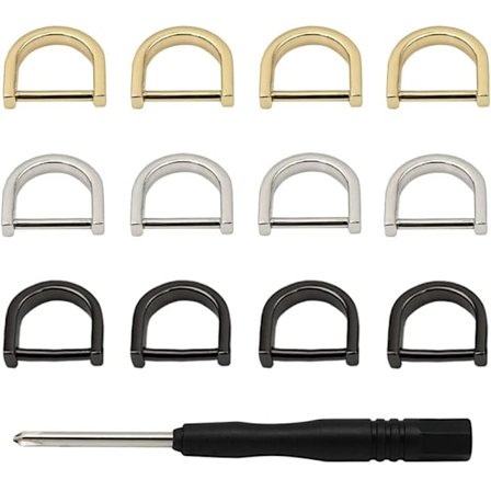 D-ringe 12 stk. Metal D-ring spænder D-ringe Lås D-ring skruer til taske eller pung håndtag med lille skruetrækker