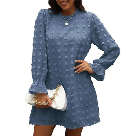 Kupla pitkähihainen sifonki jacquard pohjamekko