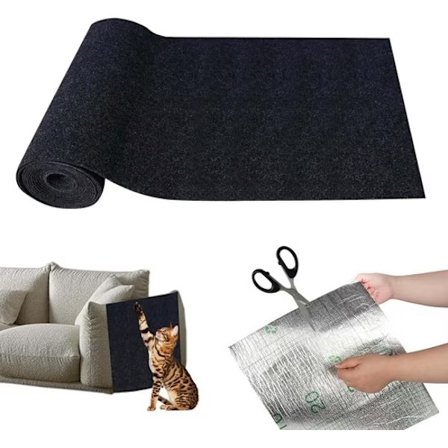 Selvklebende Klorematte for Katt - Vegg- og Sofabeskyttelse, klorematte for sofa, katteklorematte, hjørne Svart