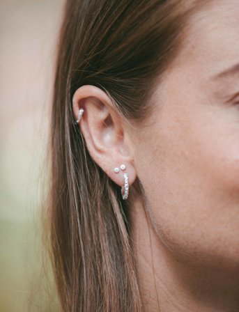 IX Studios Ix Mini Crunchy Edge Earring Silver - Silver - ONE SIZE