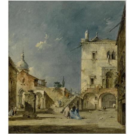 Capriccio View Of A Venetian Campo (1780), Francesco Guardi Brun