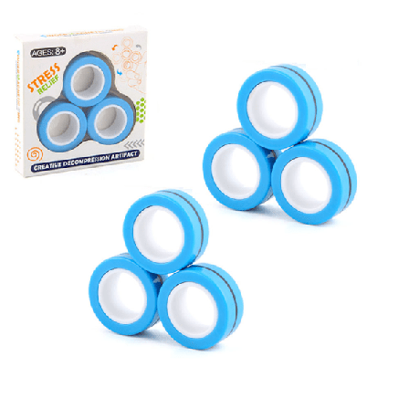 6-pak ANTI-STRESS MAGNETISKE RINGE Hot Magnetisk freestyler ring - Blå