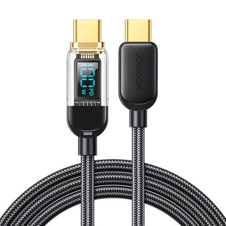 Joyroom A4 USB-C / USB-C 100W 1,2 m kabel med skjerm - svart