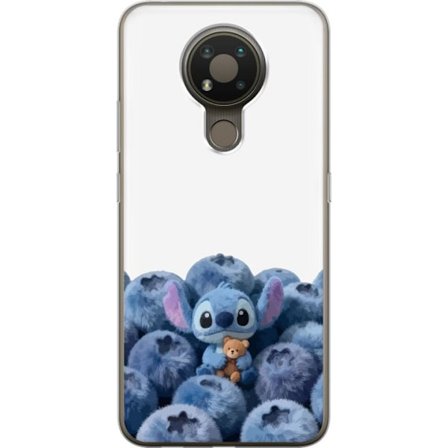 Kompatibel Mobilcover til Nokia Nokia 3.4 Sød blå karakter blandt blåbær med bamse i blød og legende illustration