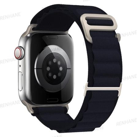 Alpine Loop Band För Apple Watch Rem 49mm 45mm 41mm 44mm 40mm 42mm 38mm Metall G-Hook Nylon Armband iWatch Ultra 9 5 SE 6 7 8 Midnight blue 42mm 44mm 