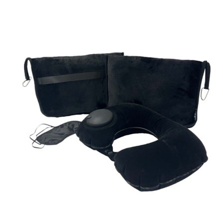 Foldbart Rejsesæt med Tæppe, Oppustelig Pude og Øjenmaske - Ultimativ Komfort På Farten
