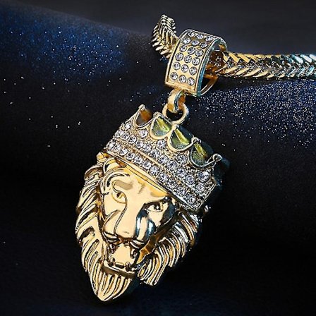 Herr Full Iced Out Rhinestone Lion Tag Hänge Kubansk Kedja Hip Hop Halsband