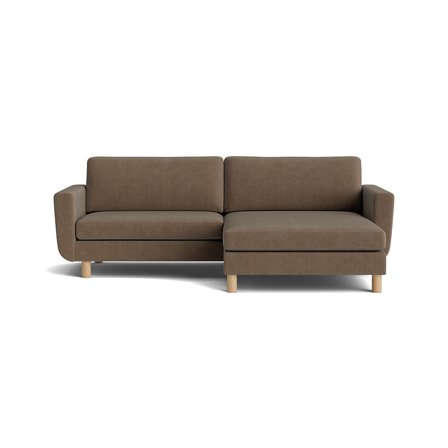 Vendbar Chaiselong Sofa - Ontario Brun - Bred Chaiselong med egeben, Komfortabelt Koldskum - 245x150x86cm - Perfekt til afslapning og hygge