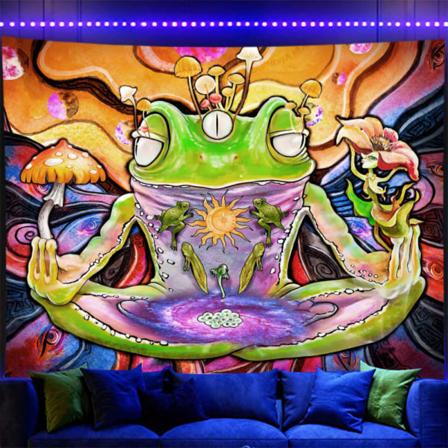 Tapestry Reaktiivinen Kukka Tapesteri Hippie Silmät Tapesterit Hohtaa Pimeässä, Aurinko ja Kuu Tapesteri Esteettinen Seinä Tapesteri Makuuhuoneeseen