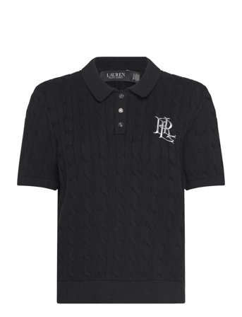 Lauren Ralph Lauren Cable-Knit Cotton Polo Sweater - Black - XL