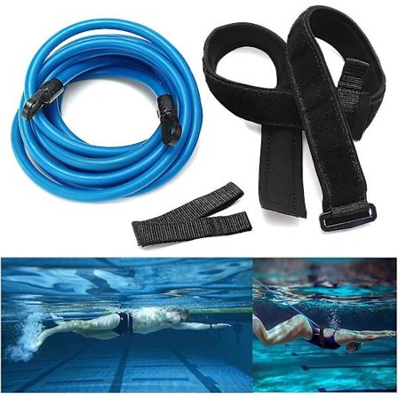 Svømmemodstandsrem, Svømmetræningsrem Stationær Svømme Bungee Træningsreb Styrketræning
