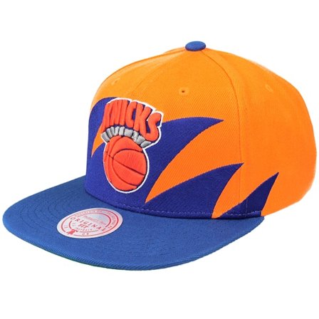 Mitchell & Ness - NBA Oransje snapback Caps - New York Knicks Sharktooth Orange/Royal Snapback @ Hatstore