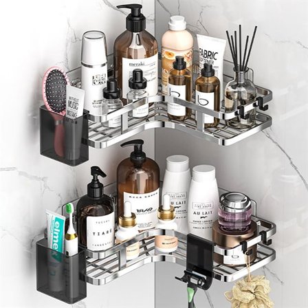 Baderomshylle 2-pk - Rustfritt stål