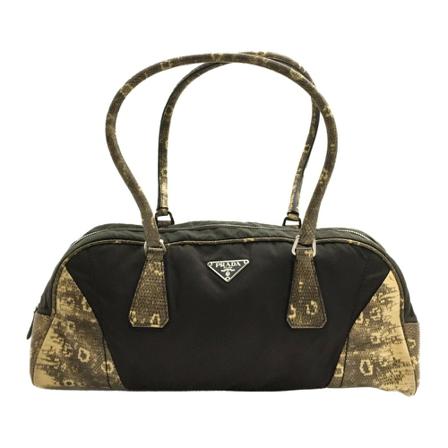Prada Vintage Prada Dark Purple Part-Snake Shoulder Taske Lilla, Dame Vintage Tasker, Størrelse: ONE Size