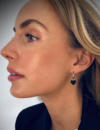 Bud to rose Noble Heart Earring Black/Gold - Gold - ONE SIZE