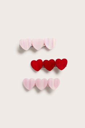 Kappahl | 3-pk. hårklemmer med hjerter Lyserosa ONE SIZE | Lyserosa