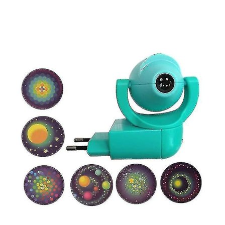 Led-projektor Stjerne Månedyr Projektor Sensor Euro Plugg Nattlys For Barn Soverom(Cyan)