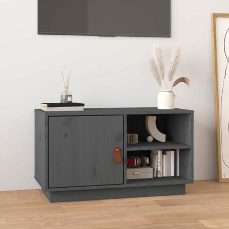 Vidaxl Tv-bänk Grå 70x34x40 Cm Massiv Furu Grå