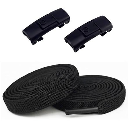 Easy-clip, elastiske snørebånd uden binding for mænd og kvinder - 1 par, lavet af slidstærkt polyester og spandex for problemfri snøring af sneakers