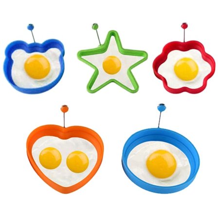 5 ST Olika Former Silikon Stek Ägg Form Med Handtag Non-Stick Stek Ägg Form