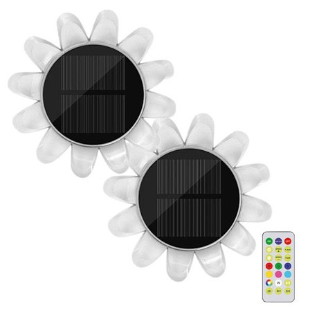 2 stk. Solar Flydende Poollys med Fjernbetjening, 7-Farvet LED Genopladelige Lys til Nedgravede Pools, IPX7 Vandtætte Flydende Lys til