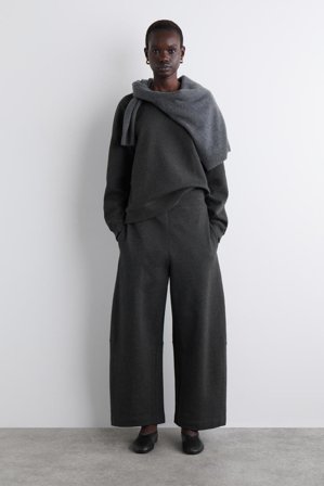 COS Women's Cotton Wide Leg Joggers in Grey