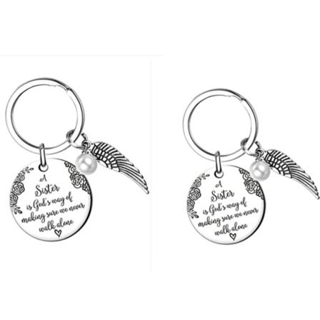 Mordely 2 stk Søster Tema Nøkkelring Vennskap Nøkkelring Artikkel IC