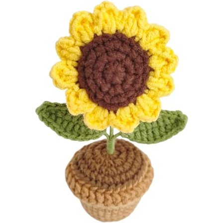 Hæklede Potteplanter, Blomsterpotte Strikket Solsikke Solsikke Hæklede Potteplanter Solsikke Håndlavet Hækling