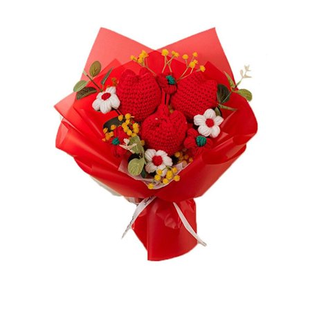 Neulottu kukkakimppu PUNAINEN