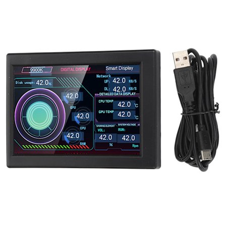 3,5 tommer PC sensorpanel display DIY Type C IPS USB PC temperaturdisplay med stativ