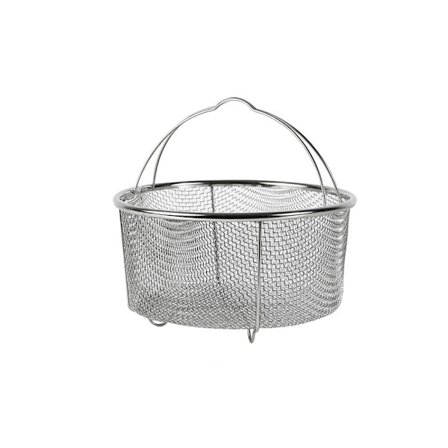 Avtakbar kurv / dampkurv, rund, 20,5 cm, med støtte - rustfritt stål