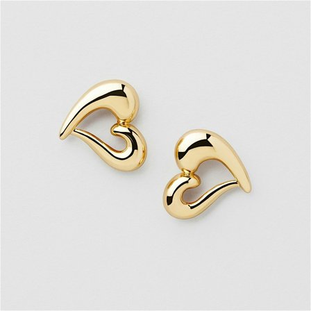 Helin Heart Studs - 24K GULDPLÄTERAT STERLING SILVER - Safira