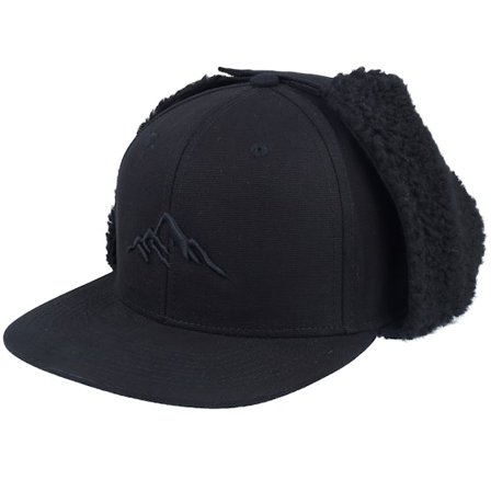 Wild Spirit - Mountain 3d Canvas Flatbrim Black/Black Earflap Earflap Black Cap - @ Hatstore