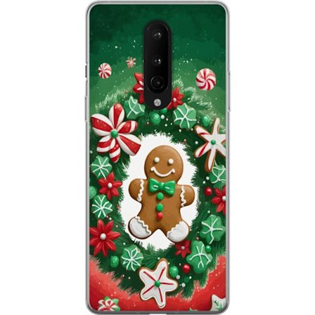 Kompatibel Mobilcover til OnePlus OnePlus 8 Gingerbread Joy julemotiv med peberkage mand og dekoreret krans