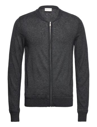 Bs Elias Regular Fit Knitwear Tops Knitwear Full Zip Jumpers Grey Bruun & Stengade
