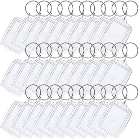 30 Stykker Blanko Foto Nøgleringe Dobbeltsidet Blanko Indsats Nøglering Akryl Klar Foto Nøgleringe med Splitring (5,4 x 3,4 cm)