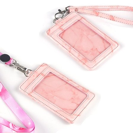 2-pack ID-korthållare vertikal ID-korthållare PU-läder rosa