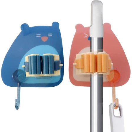 2-pack mopp- och kvasthållare väggmonterad krok mopphållare stansfri mopphängare självhäftande kvastgripare