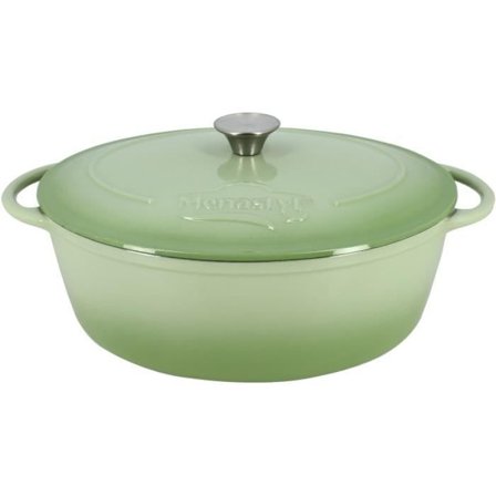 Gryta - MENASTYL - 6020075 - Rund - Emaljerat gjutjärn - Grön - 7 liter