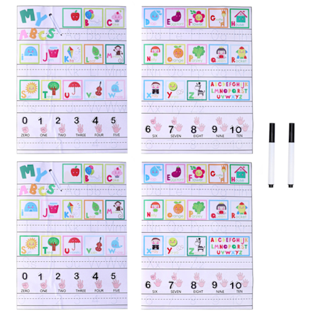 2 sæt selvklæbende whiteboard-klistermærker i PVC, genanvendelige klistermærker til væg, alfabetbogstaver, førskoleundervisning