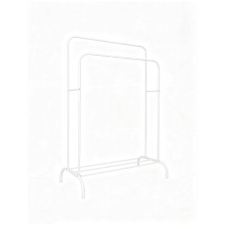 Dobbelt metaltøjstativ med hylde og sidestænger