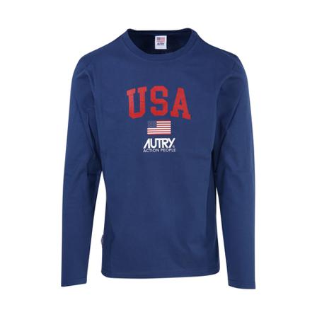 Autry Iconic TS blå, Herr Långärmade t-shirts, Herr, Storlek: XL
