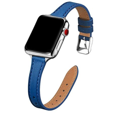 Rem for Apple Watch 6 Se 40mm 44mm - Tynn lærreim for iWatch Series 6 5 4 3 38mm 42mm - Kvinner Jente Tynn Correa Wrist